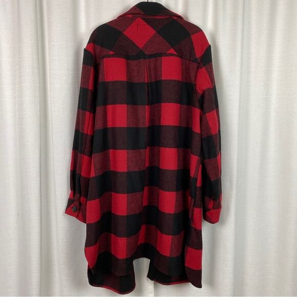 Torrid Black&Red Plaid Wool Relaxed Shacket Sz.2 NWT - Picture 12 of 16
